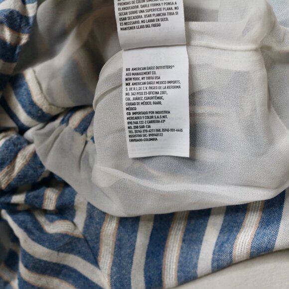 American Eagle Women's Blue and White Striped Ruffle Shorts, size Small - Picture 11 of 12